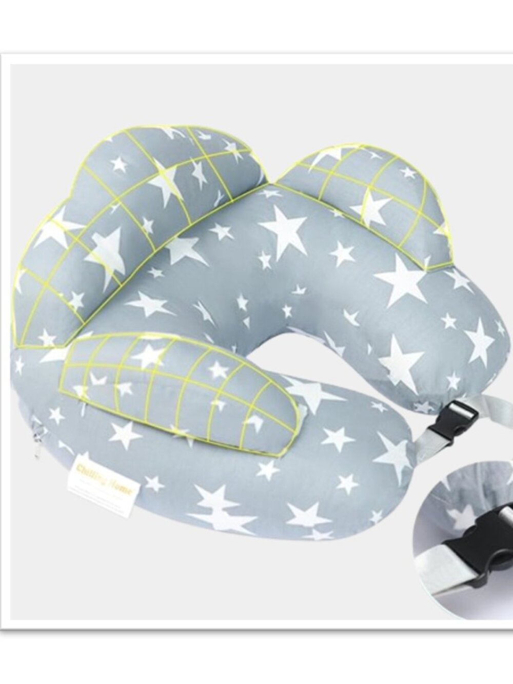 Adjustable Breastfeeding /Nursing Boppy Pillow NWT! - Grey/White Star Print, OS